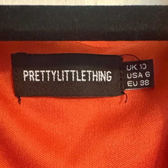 PrettyLittleThing Orange Puff Sleeve Dress - Picture 2 of 4